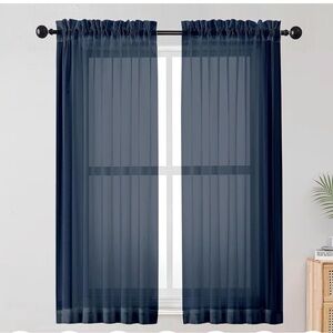 Elegant Navy Blue Sheer Curtains
